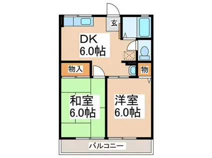 シティハイムヤスダ(2DK/2階)の間取り写真