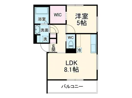 ガレット津田沼II(1LDK/2階)の間取り写真