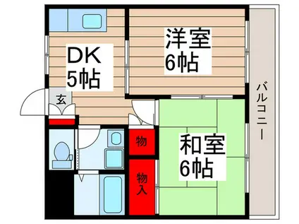 二和KSハイツ(2DK/3階)の間取り写真
