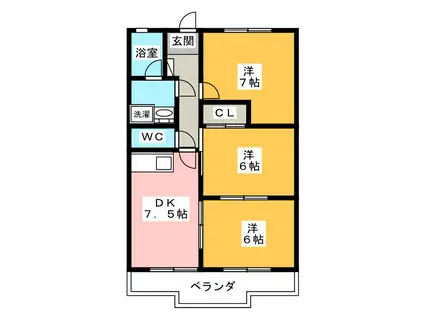 ロイヤルシティ高丘(3DK/4階)の間取り写真