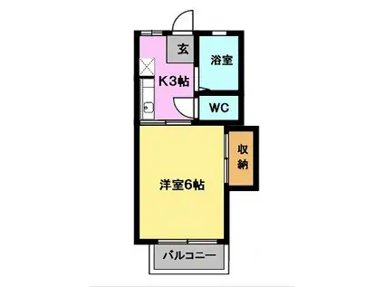 アーバン折立 北棟(1K/2階)の間取り写真