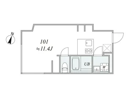 TRIAS224(1DK/1階)の間取り写真