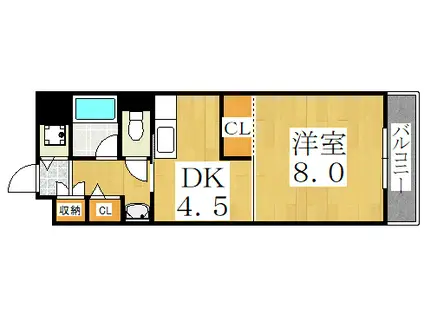 サンドミール阿倍野(1DK/2階)の間取り写真