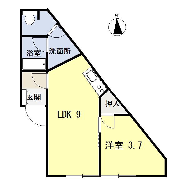 ノースプロムナード66 B(1LDK/2階)の間取り写真