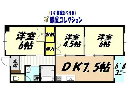 コーポラス北九(3DK/2階)の間取り写真