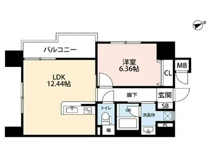 MIRAIDIA FUCYU(1LDK/4階)の間取り写真