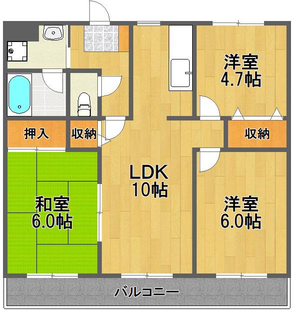 ドルチェ武蔵野(3LDK/3階)の間取り写真