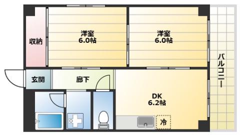 メゾン大徳(2DK/2階)の間取り写真