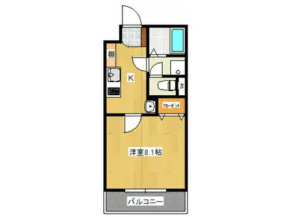 カサグランデII(1K/2階)の間取り写真