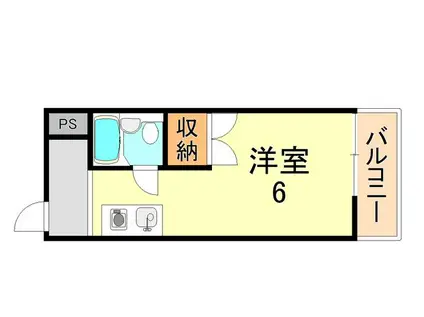 パラディッソコート(ワンルーム/2階)の間取り写真