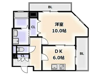 CITY SPIRE難波サウスタワー(1DK/4階)の間取り写真
