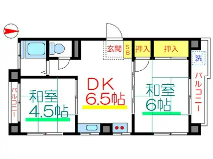 竜一ビル(2DK/3階)の間取り写真