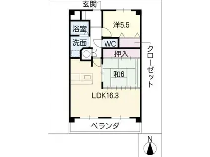 ルネスガーデン(2LDK/2階)の間取り写真