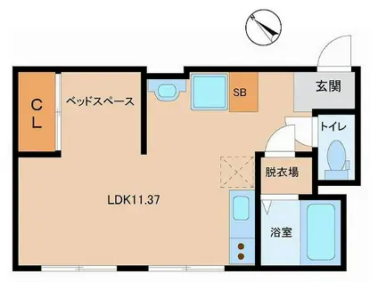 ハクエーマンション(ワンルーム/3階)の間取り写真