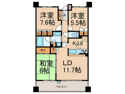 KDX志村坂上レジデンス(3LDK/1階)の間取り写真