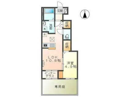 グランパレスII(1LDK/1階)の間取り写真