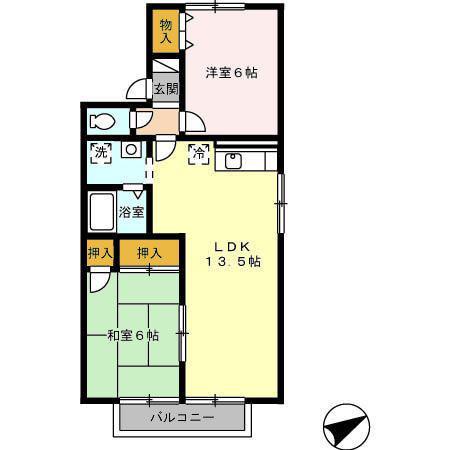 オーク高須B(2LDK/2階)の間取り写真