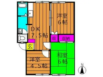 コーポサンライト I(3DK/2階)の間取り写真