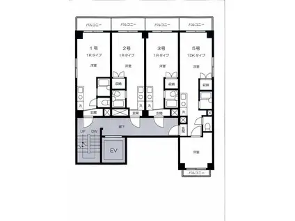 熊谷朝日第二ハイツ(1DK/3階)の間取り写真