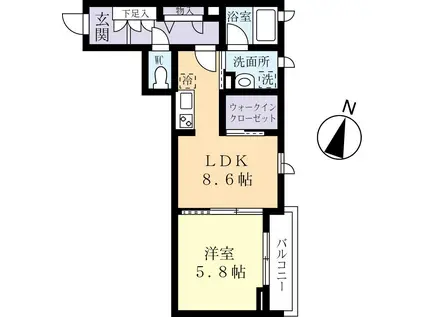 アベニュー栄和(1LDK/1階)の間取り写真