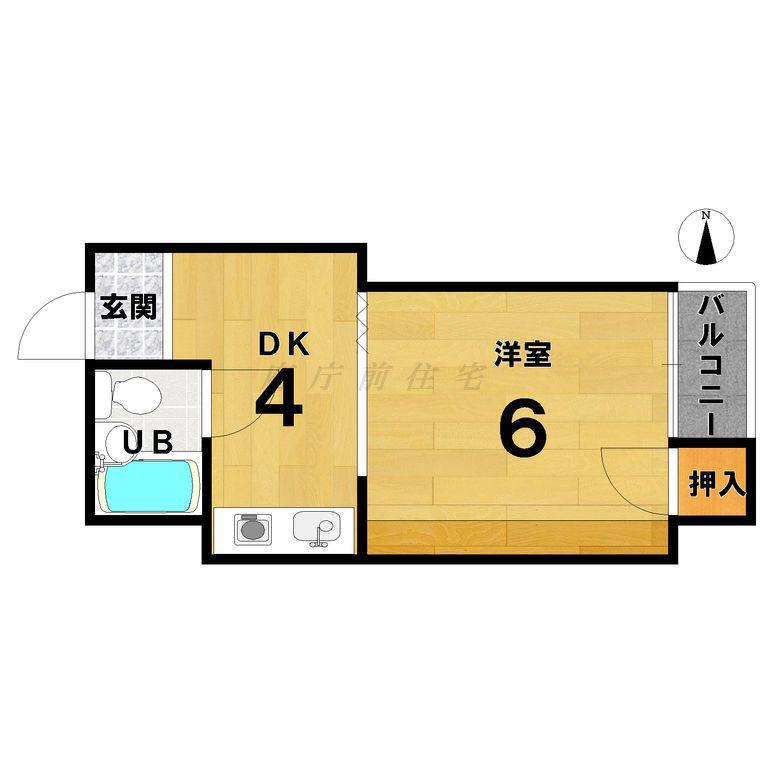 グリーンハイツ笠木(1DK/3階)の間取り写真