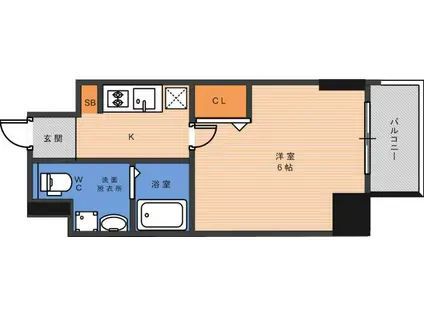 LIVE CASA田辺(1K/7階)の間取り写真