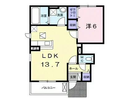 ポポラ オオツ I(1LDK/1階)の間取り写真