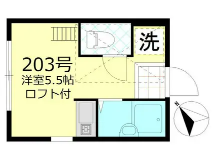 マルケサス立川(ワンルーム/2階)の間取り写真