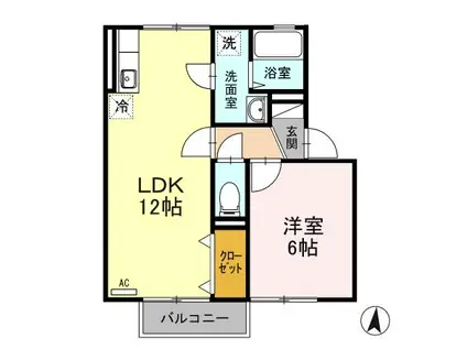 ロイヤルあけぼのAB(1LDK/2階)の間取り写真