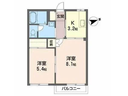 アップルハウス(2K/1階)の間取り写真