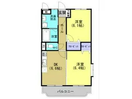 ユーミーハーモニーガーデン(2DK/3階)の間取り写真