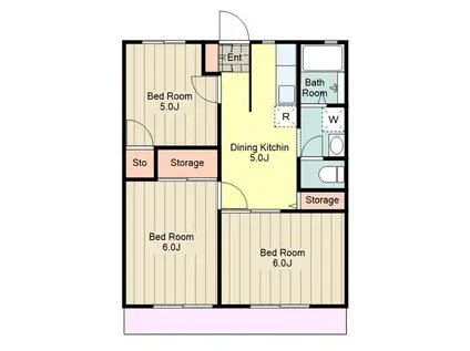 メゾンファミール(3DK/2階)の間取り写真