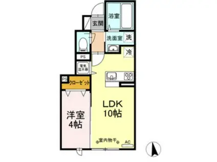 ブリーズD(1LDK/1階)の間取り写真
