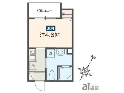 MELDIA小川(1K/2階)の間取り写真