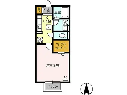 クレールA(1K/1階)の間取り写真