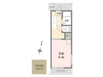 リバティ湘南(1K/1階)の間取り写真