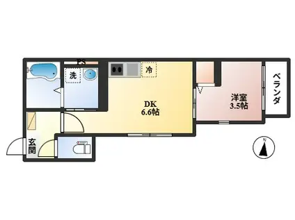アンジュレジデンス石橋(1DK/1階)の間取り写真