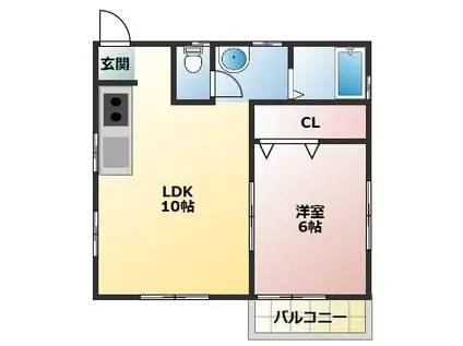 カーサスミヨシ(1LDK/2階)の間取り写真