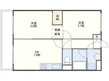 ヒルトップ住吉(2DK/2階)の間取り写真
