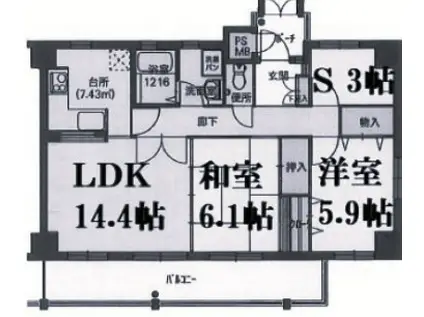 フィールトレイン(2SLDK/4階)の間取り写真