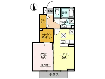 D-ROOMシルクマムA(1LDK/1階)の間取り写真