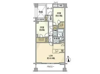 プラウド蘆花公園(2LDK/2階)の間取り写真