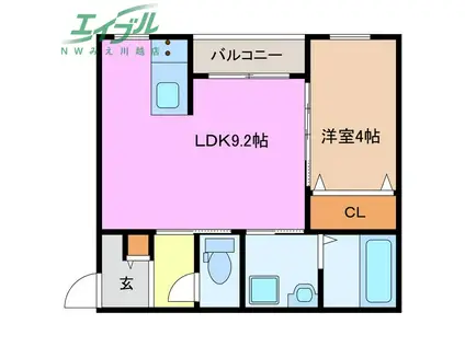 LECOCON四日市VI(1LDK/2階)の間取り写真