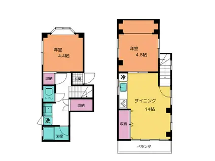 山本ビル(2LDK/3階)の間取り写真