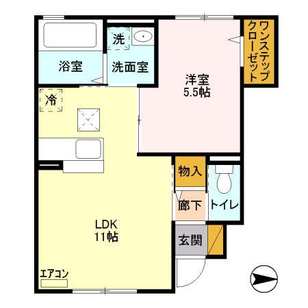 東武伊勢崎線 館林駅 徒歩14分 2階建 築16年(1LDK/1階)の間取り写真