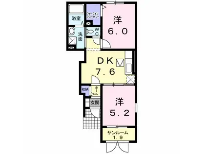 夢ハイツマツダI(2DK/1階)の間取り写真