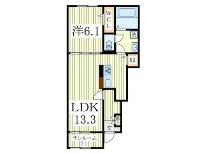 ル・リアン(1LDK/1階)の間取り写真