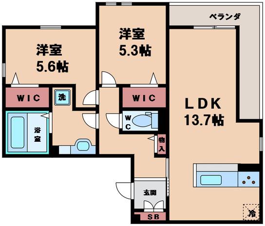 ロイヤルハイツ長居(2LDK/3階)の間取り写真