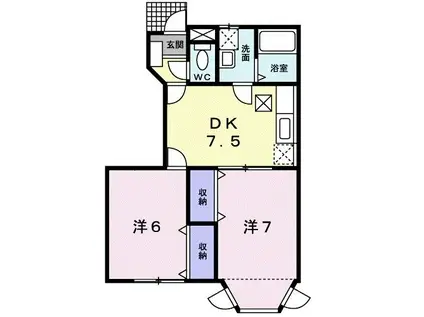 メゾンセレッソ II(2DK/1階)の間取り写真