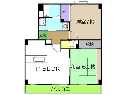 サンモール北竹島(2LDK/3階)の間取り写真